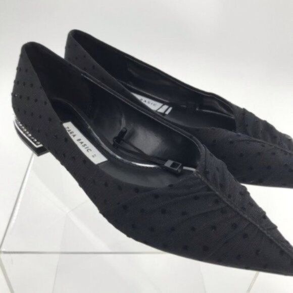 Zara Pointed Flats w/ Polka Dots Rhinestone sz 6.5 - Picture 1 of 8